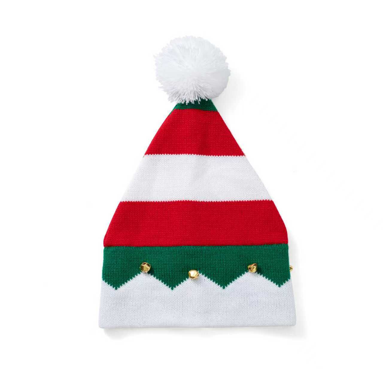 Wholesale Knitted Christmas hat with bells and pom-poms for winter